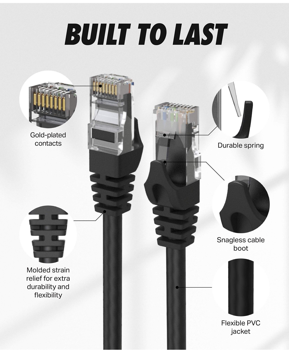 Ultra Clarity Cables Cat 6 Ethernet Cable 10-Pack High Speed Lan Internet Cord