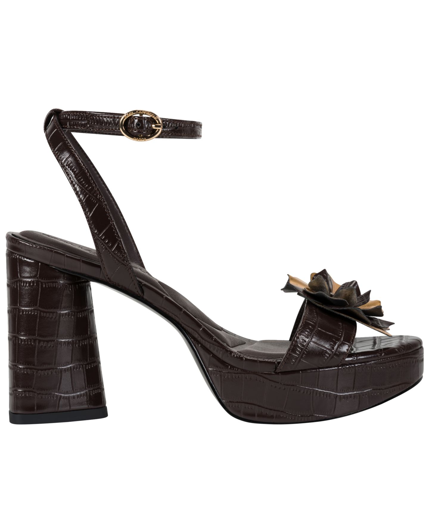Женские сандалии KARL LAGERFELD PARIS Haden Logo Sequin Dress Sandals, цвет: Шоколадный — фото 2