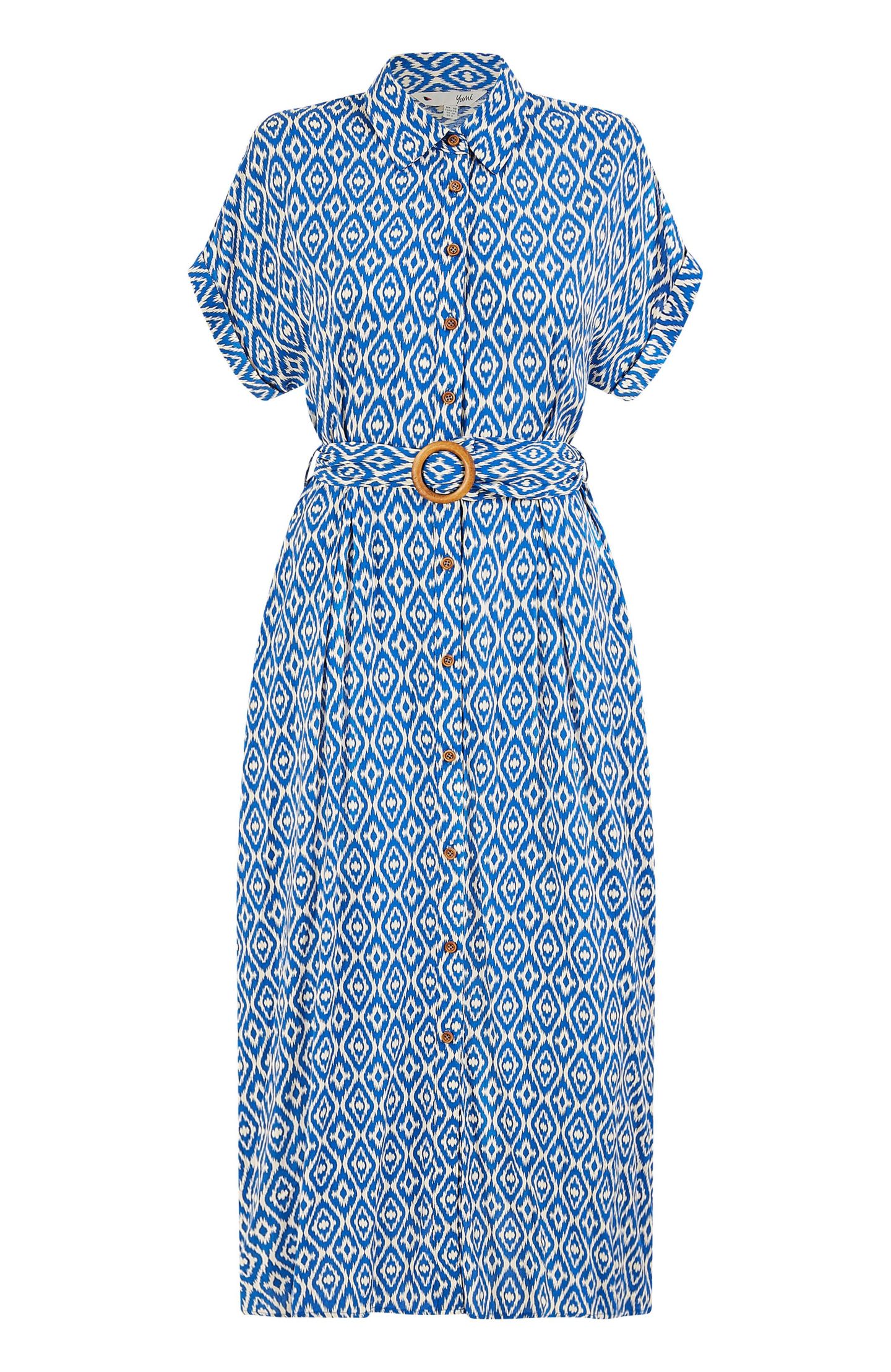 Женское платье Yumi Belted Midi Shirt Dress, цвет: Синий — фото 5