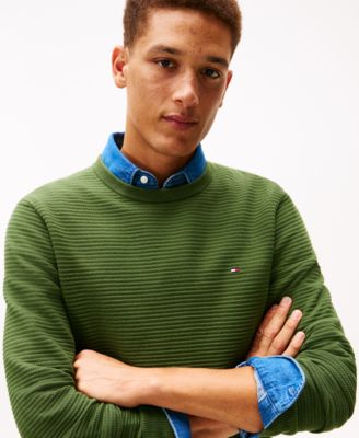 Men's Textured Cotton Crewneck Sweater