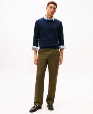 Men's Textured Cotton Crewneck Sweater