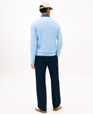 Men's Textured Cotton Crewneck Sweater