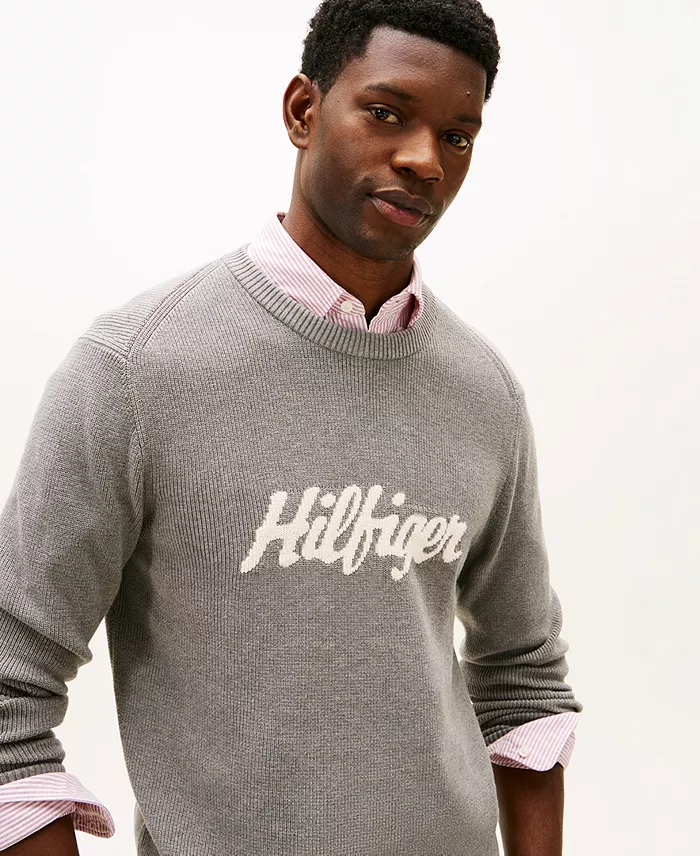 Men's Crewneck Logo Intarsia Graphic Sweater - thumbnail 3