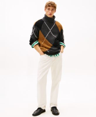 Men's Roll-Neck Argyle Sweater