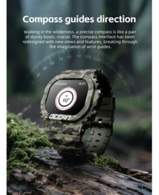 Outdoor sports wristband 1.75-inch full touch screen Bluetooth call flashlight SOS compass -Red