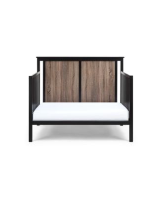  Black and Vintage Walnut 4-in-1 Convertible Crib with Mid-Century Accents and Wood Finish