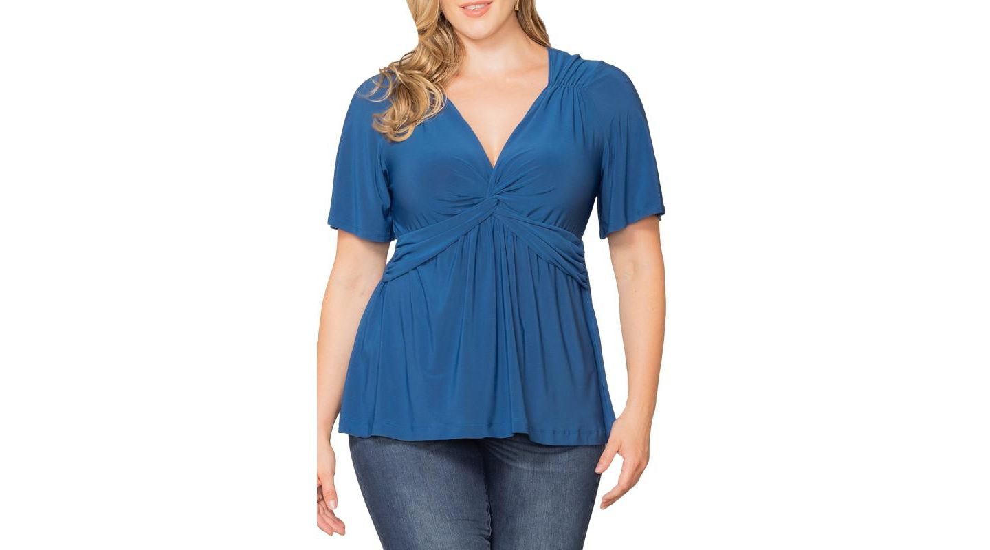 Женский топ Kiyonna Plus Size Abby Twist Front Top, цвет: Синий, вариант 1 — фото 2