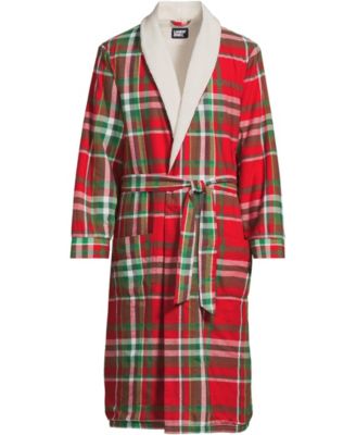 Men's High Pile Fleece Lined Flannel Robe