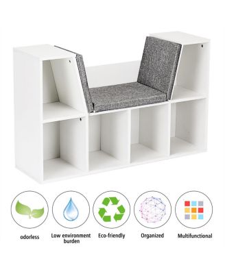 6 Cubby Kid Storage Cabinet Cushioned Bookcase Multi-Purpose Reading Shelf