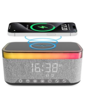 10W Bluetooth Stereo Speaker-Alarm Clock, Wireless Charging, RGB light