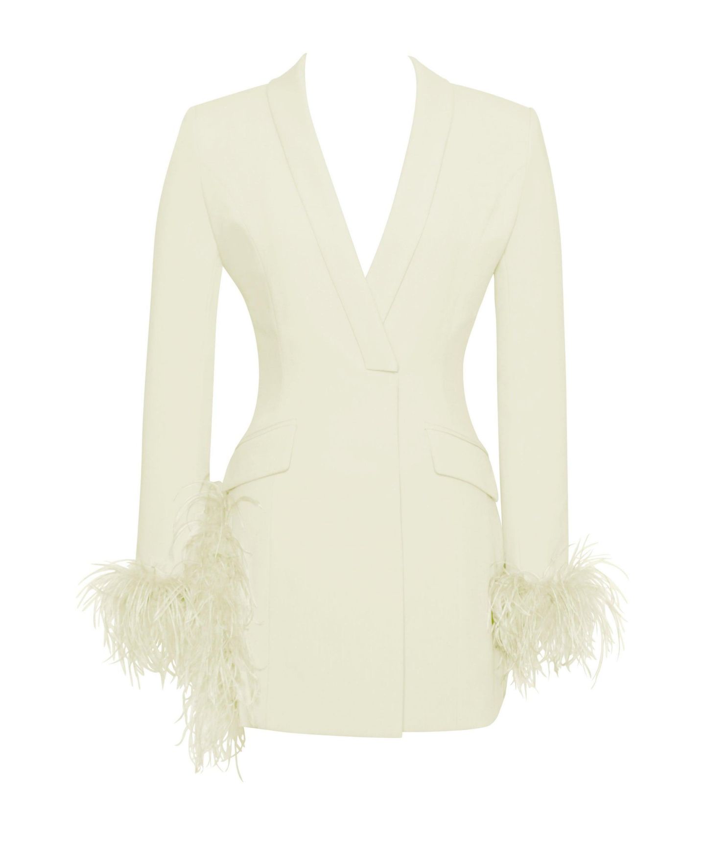 Женское платье Miss Circle Women Madeline Pearl White Feather Trim Blazer, цвет: Белый — фото 3
