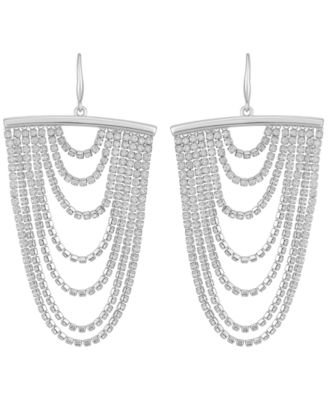 Rhinestones Tassel Drop Earrings (also in Silver-Tone)