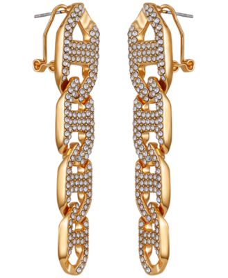 Glass Stone Chain Link Drop Earrings (also in Silver-Tone)