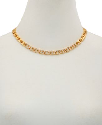 Glass Stone Chain Link Statement Necklace (also in Gold-Tone)