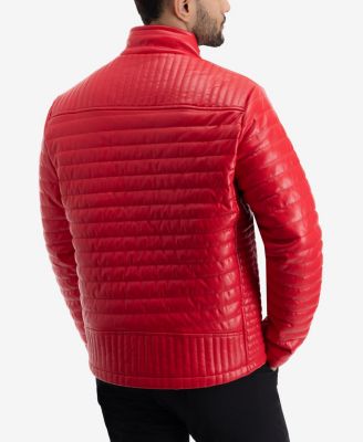 Men's PU Quilted Jacket With Faux Shearling Lining