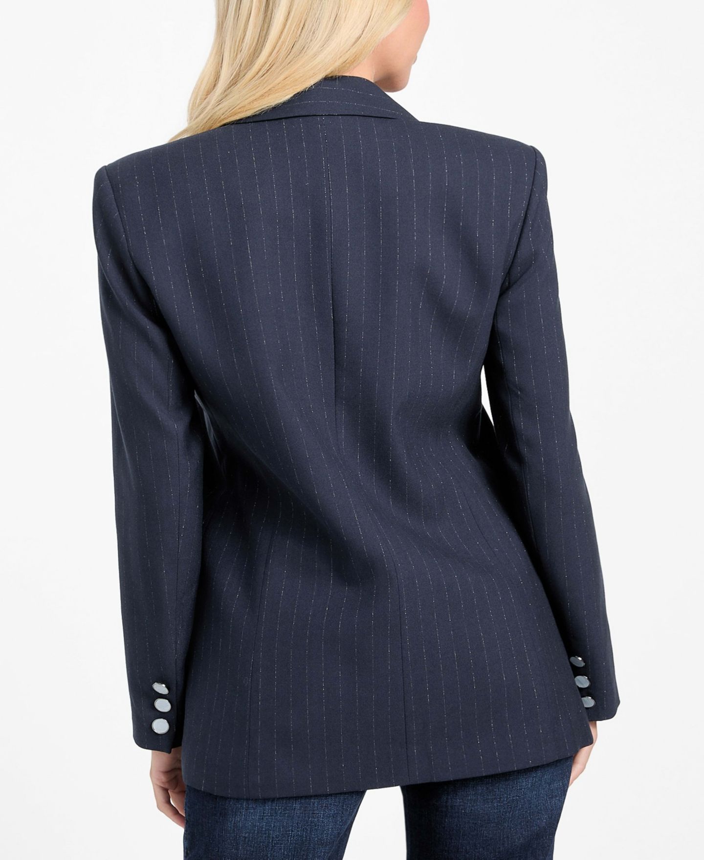 Женский пиджак GUESS Zanita Double-Breasted Blazer, цвет: Синий комбинированный — фото 4