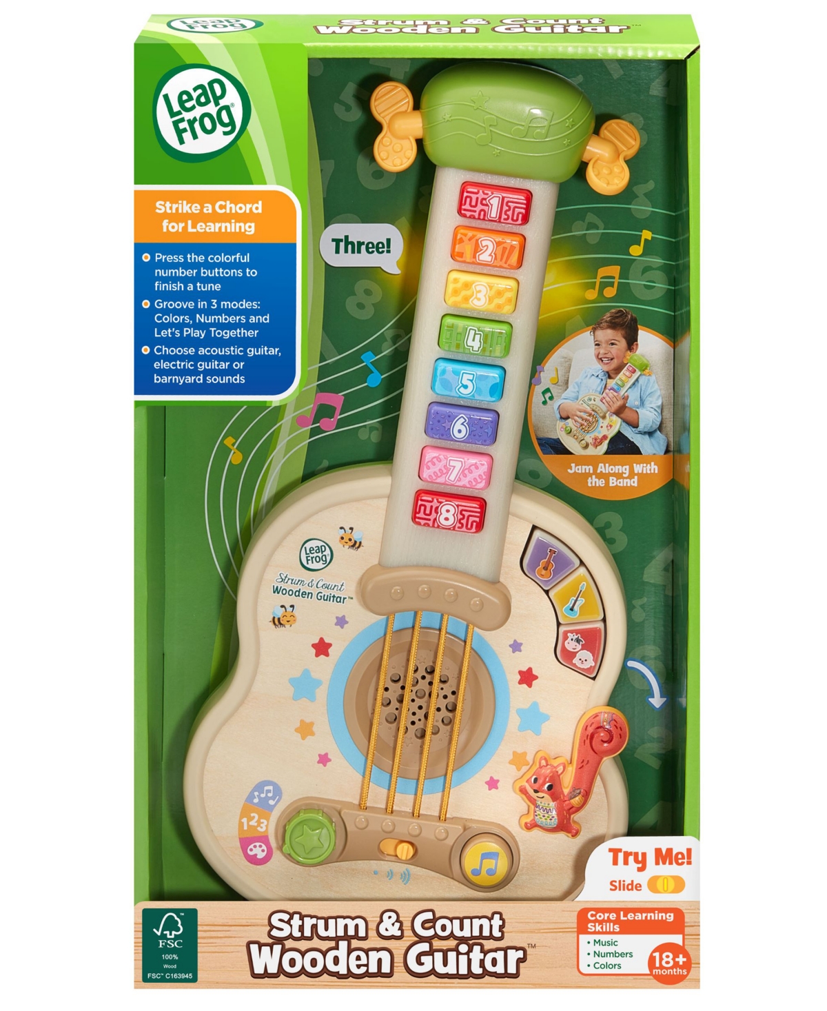 Vtech Count Strum Wooden Guitar In Multi
