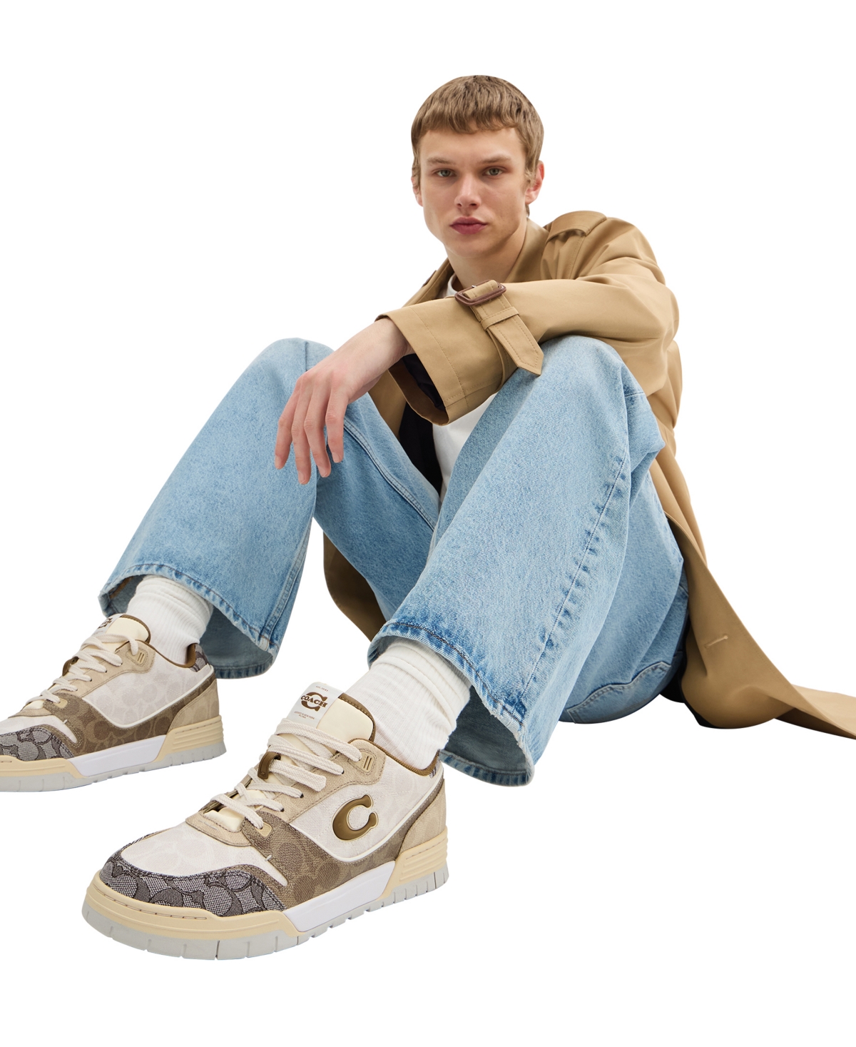 Coach Men's Mixed Signature Soho Round Toe Sneakers