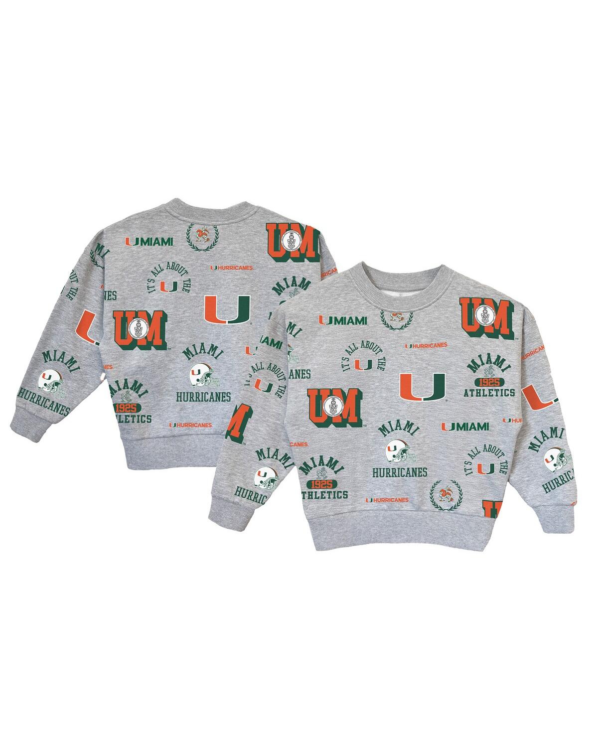 Gameday Couture Kids' Big Girls Gray Miami Hurricanes Always On Repeat Pullover Sweatshirt In Multi