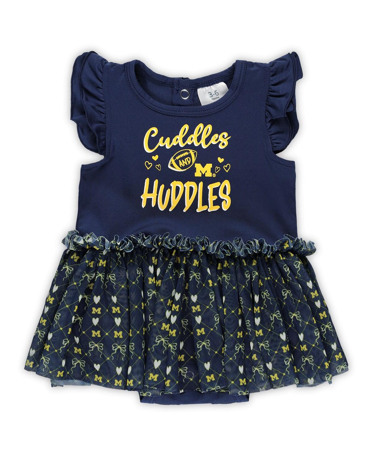 Zoozatz Baby Girls Navy Notre Dame Fighting Irish Onesie Dress In Blue