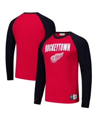 Mitchell & Ness - Men's Red/Black Detroit Red Wings Legendary Slub Raglan Long Sleeve T-Shirt
