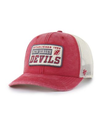 '47 Brand - Men's Red New Jersey Devils Canteen Pigment Dyed Patch Trucker Adjustable Hat