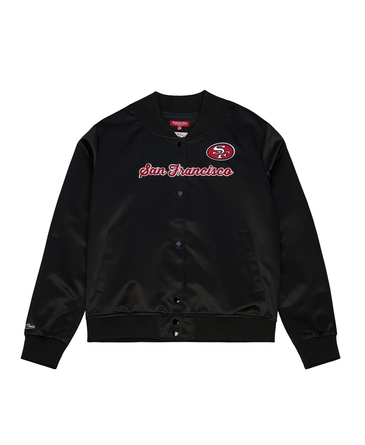 Mitchell & Ness Black San Francisco 49ers Full-snap Satin Jacket In Black