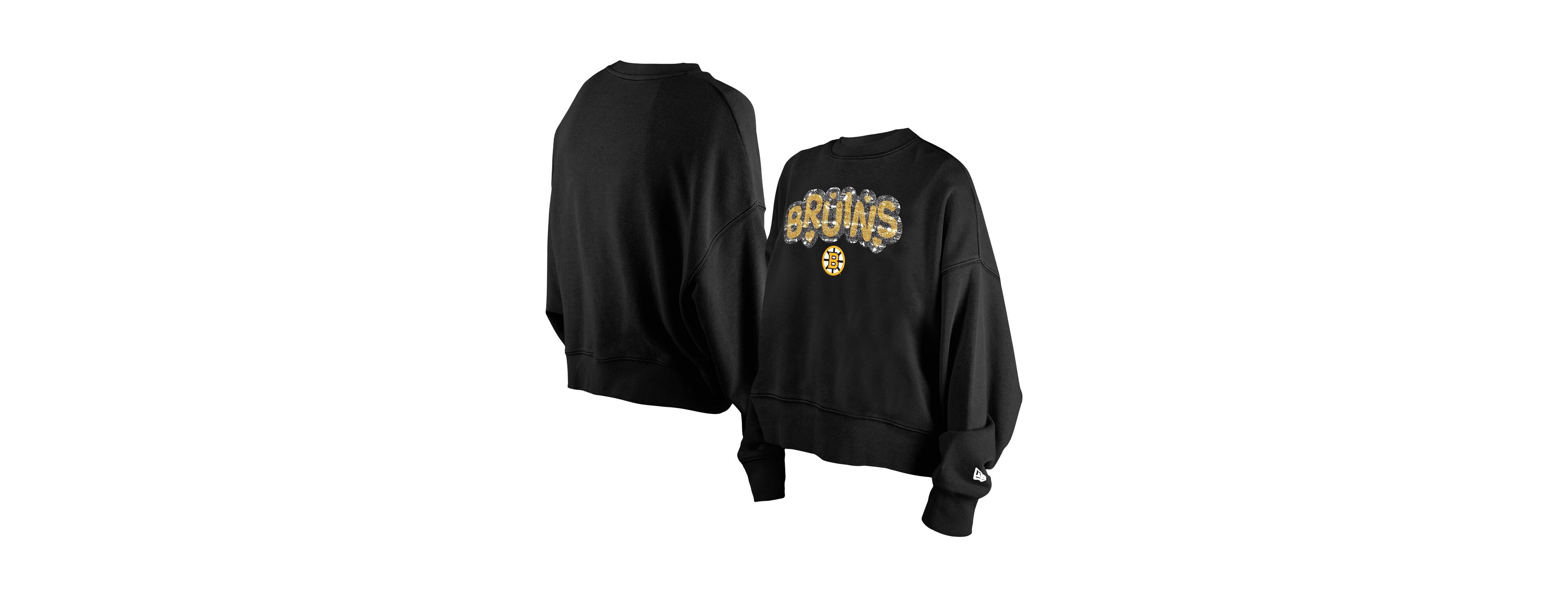 New Era Women's Black Boston Bruins Flip Sequin Sweatshirt
