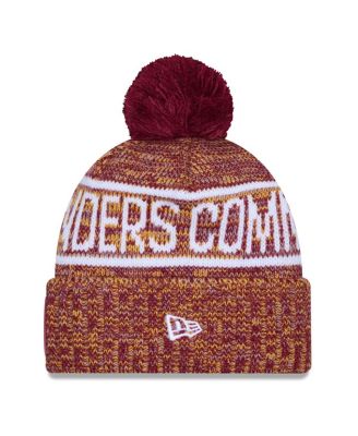 Men's Burgundy Washington Commanders 2025 Sideline Cold Weather Cuffed Pom with Knit Hat