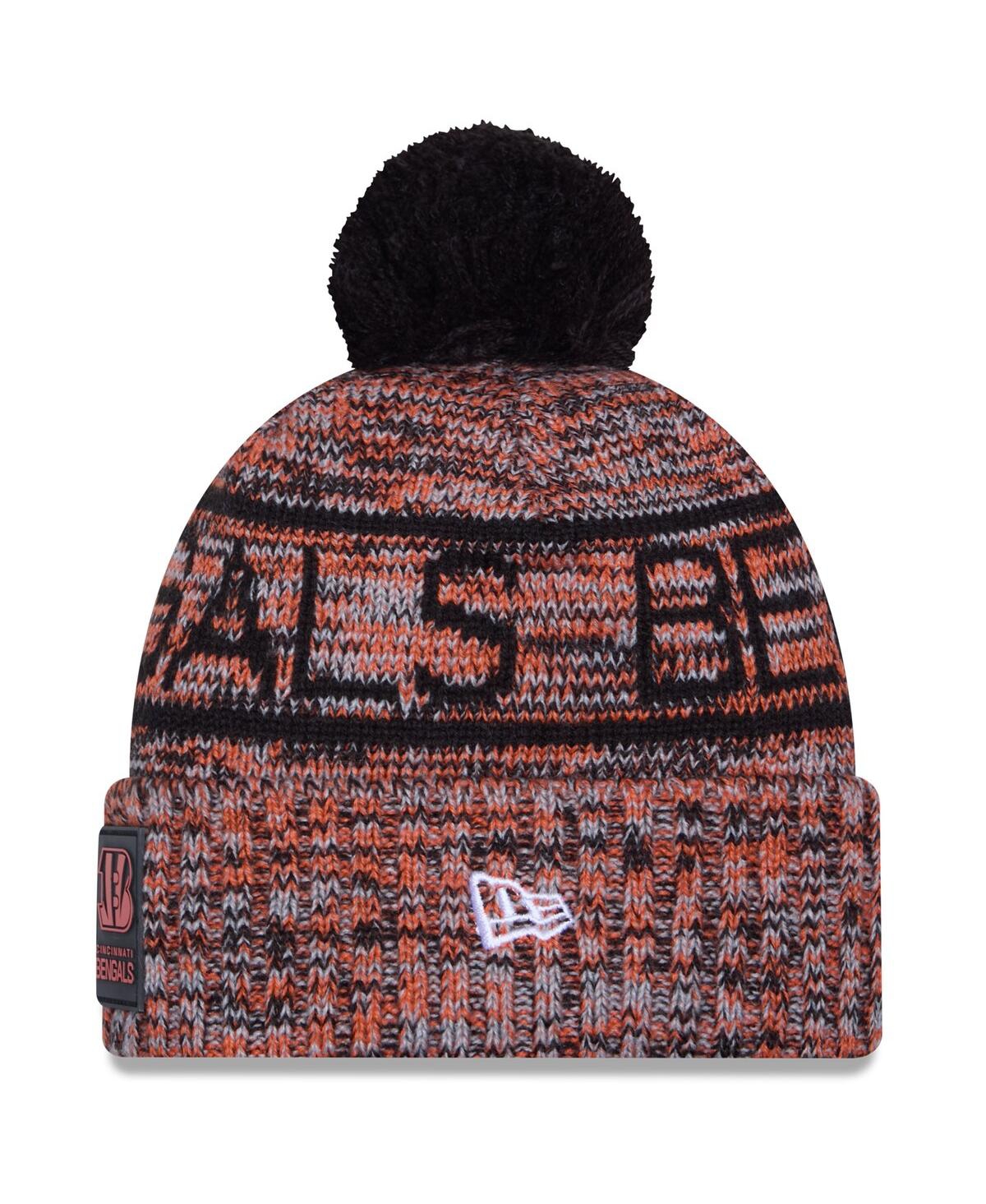 New Era Men's Orange Cincinnati Bengals 2025 Sideline Cold Weather Cuffed Pom with Knit Hat