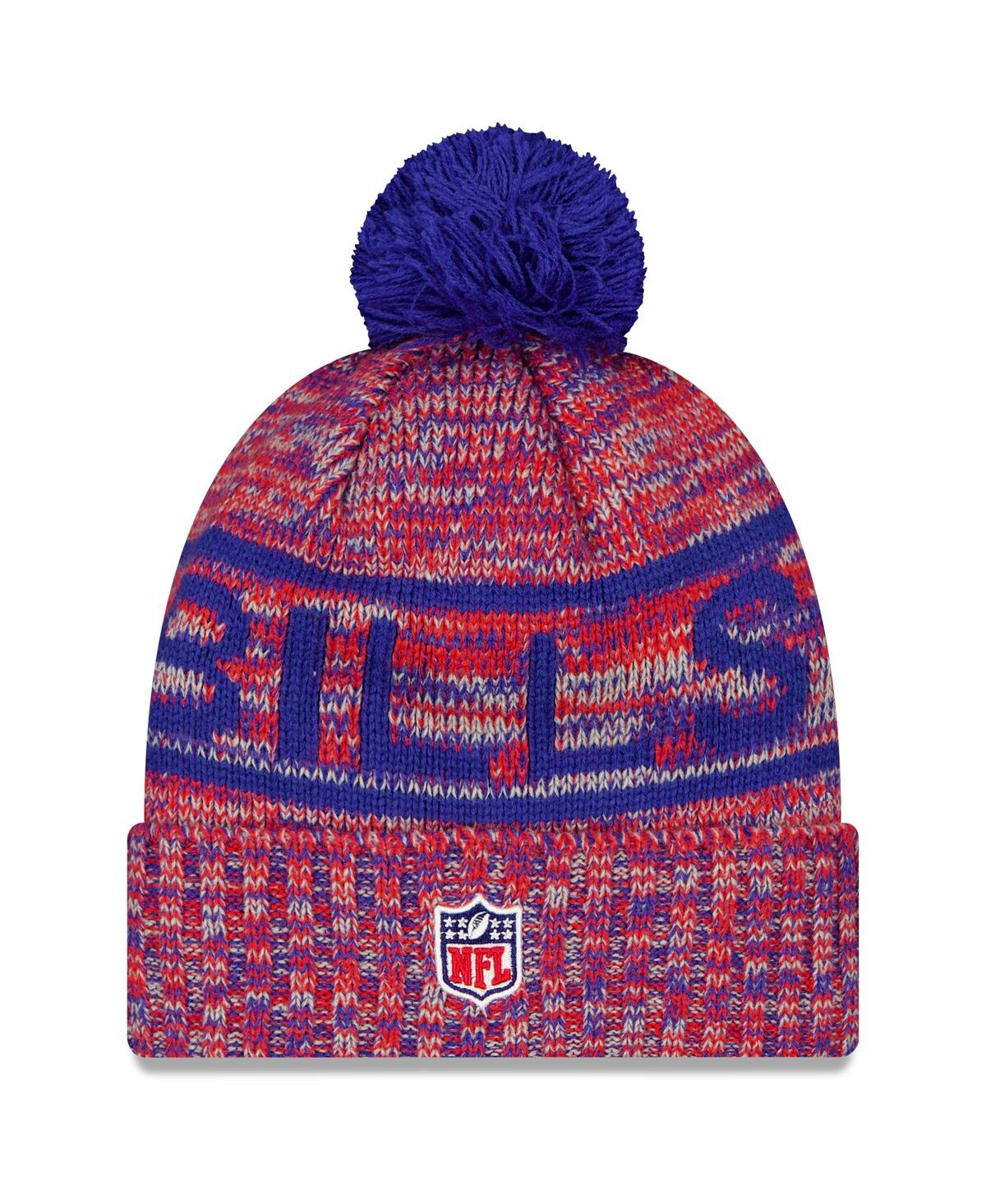 New Era Men's Red Buffalo Bills 2025 Sideline Cold Weather Cuffed Pom with Knit Hat