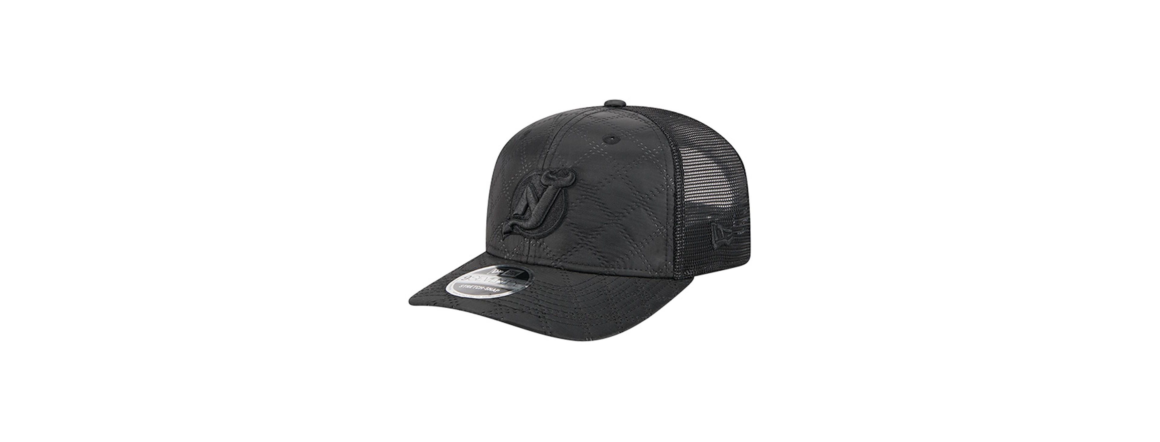 New Era Men's Black New Jersey Devils Quilted Nylon 9SEVENTY Adjustable Trucker Hat