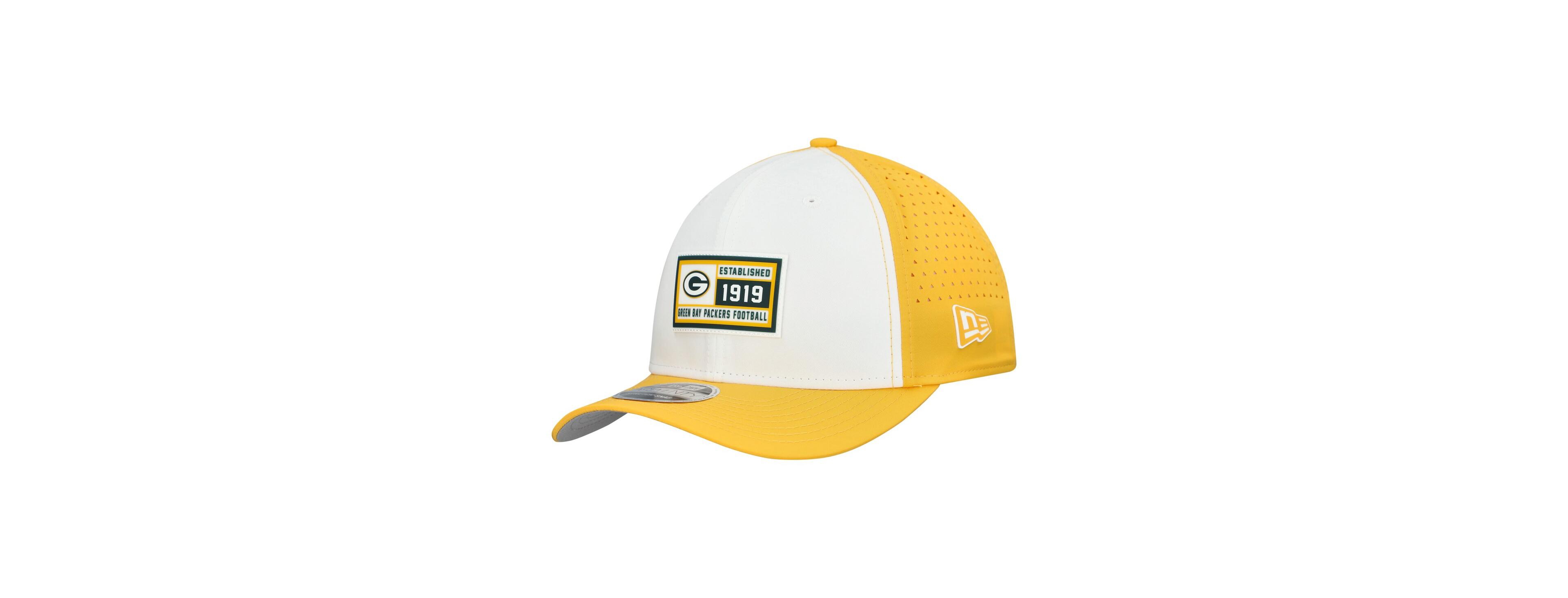 New Era Men's White/Gold Green Bay Packers Established Patch 9SEVENTY Adjustable Hat