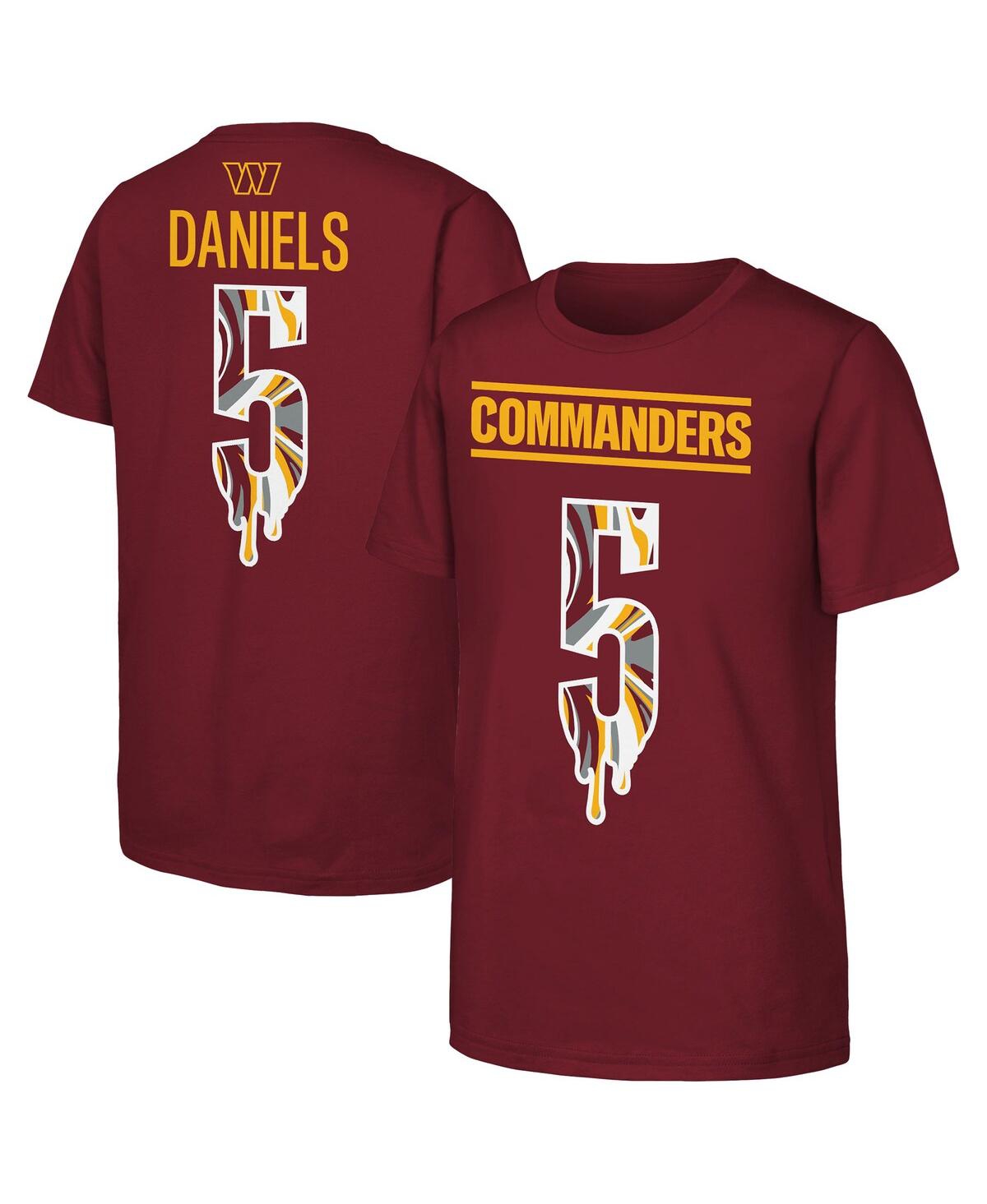 Outerstuff Big Boys And Girls Jayden Daniels Burgundy Washington Commanders Mainliner Drip Player Name Number T In Burgundy