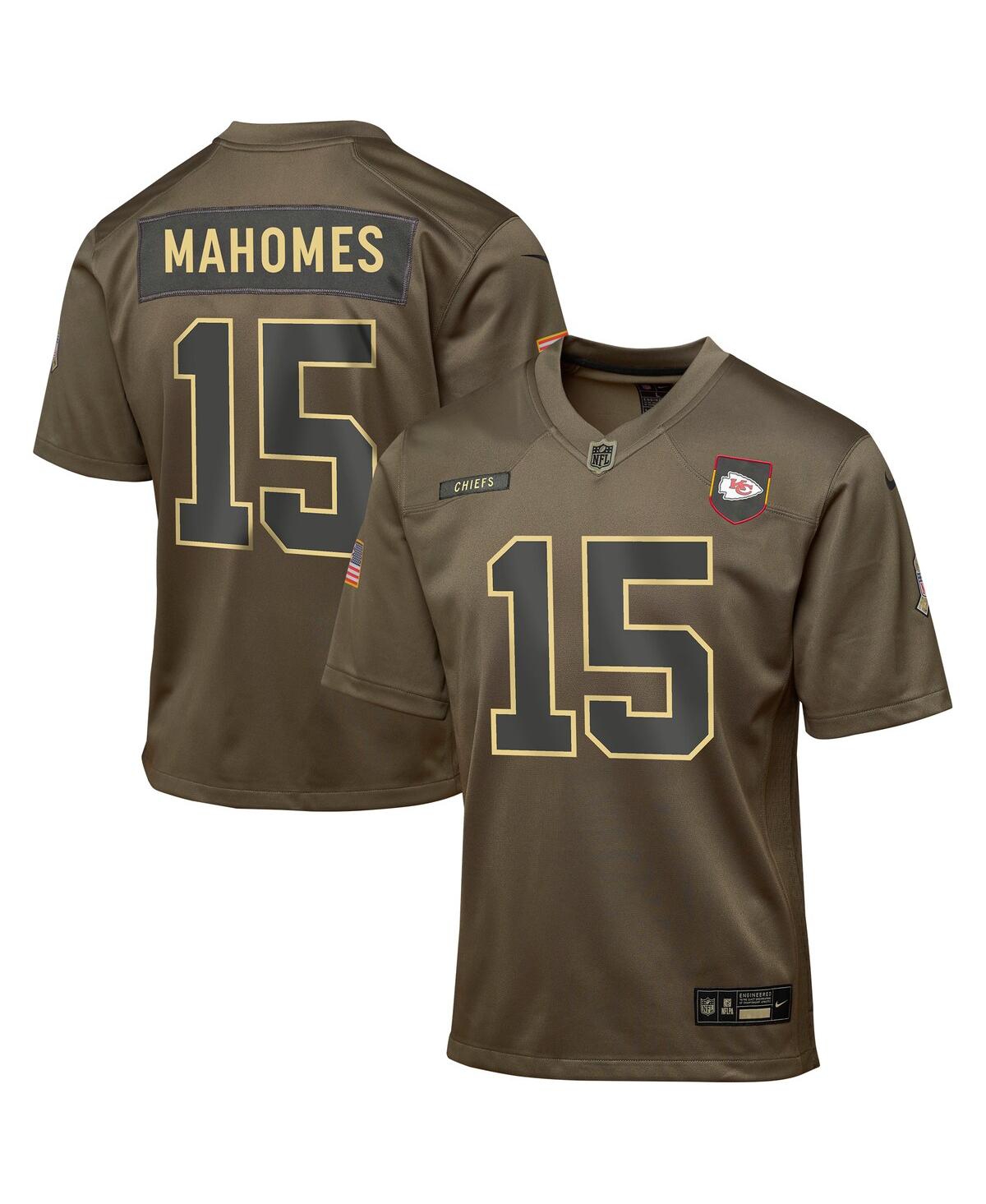Nike Big Boys and Girls Patrick Mahomes Olive Kansas City Chiefs 2025 Salute to Service Game Jersey