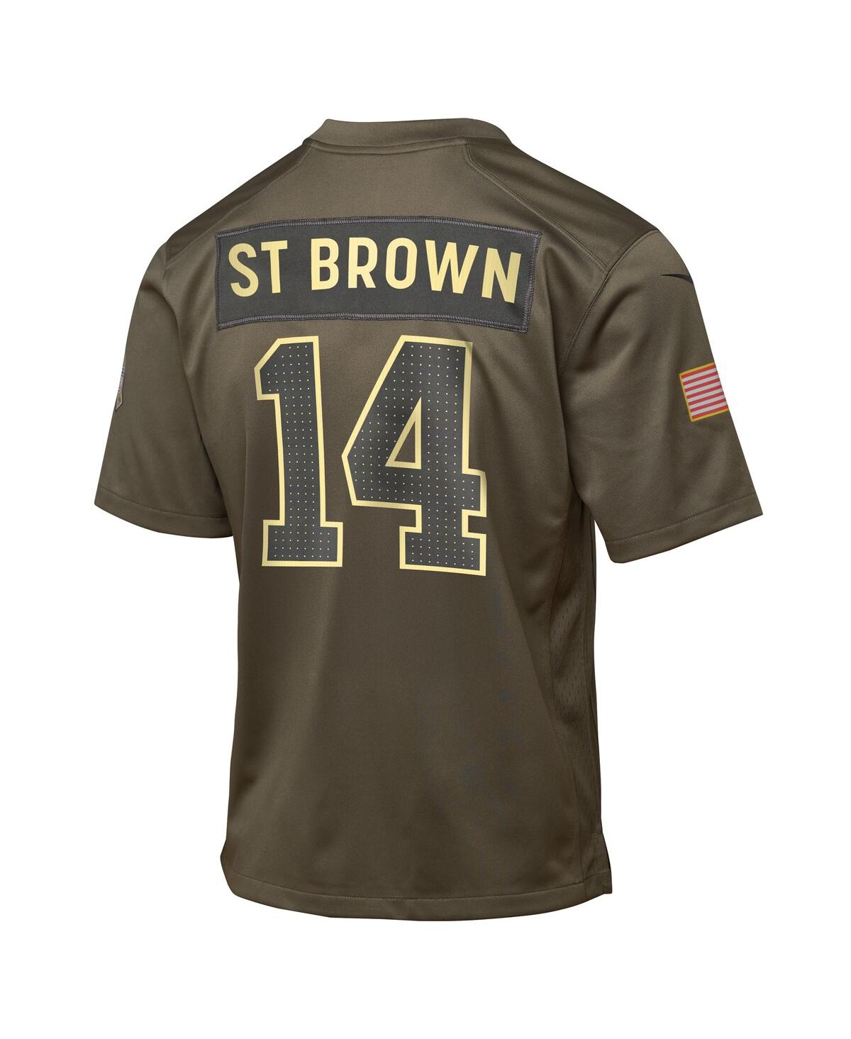 Nike Big Boys and Girls Amon-Ra St. Brown Olive Detroit Lions 2025 Salute to Service Game Jersey