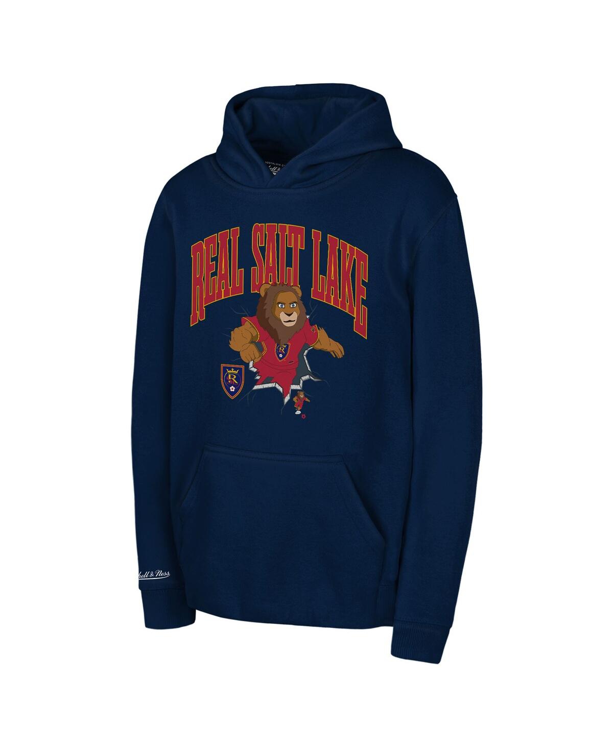 Mitchell & Ness Big Boys and Girls Navy Real Salt Lake Mascot Break Out Pullover Hoodie