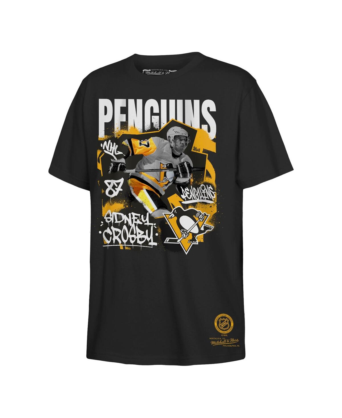 Mitchell & Ness Big Boys And Girls Sidney Crosby Black Pittsburgh Penguins Photo Reel Graphic T-shirt In Black
