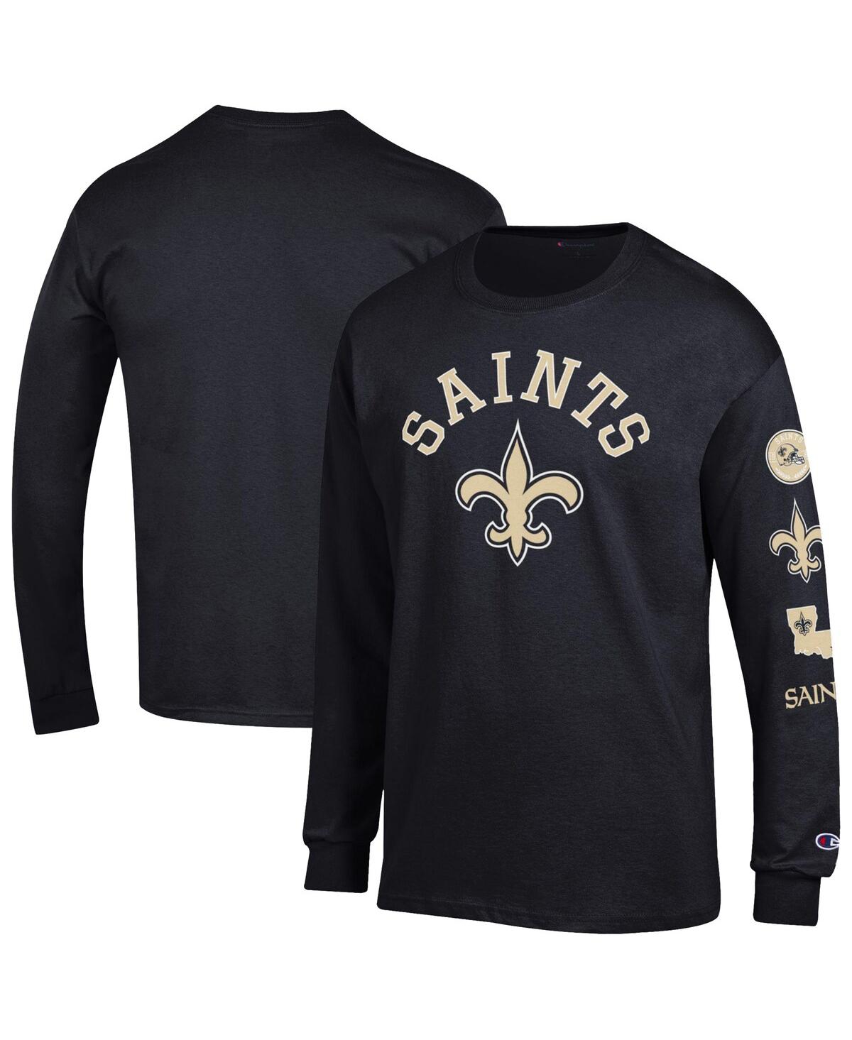Champion Men's Black New Orleans Saints Seal Long Sleeve T-Shirt - Black