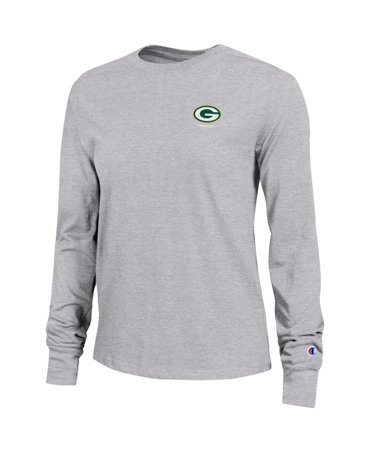 Champion Women's Gray Green Bay Packers Core Long-sleeve T-shirt In Gray