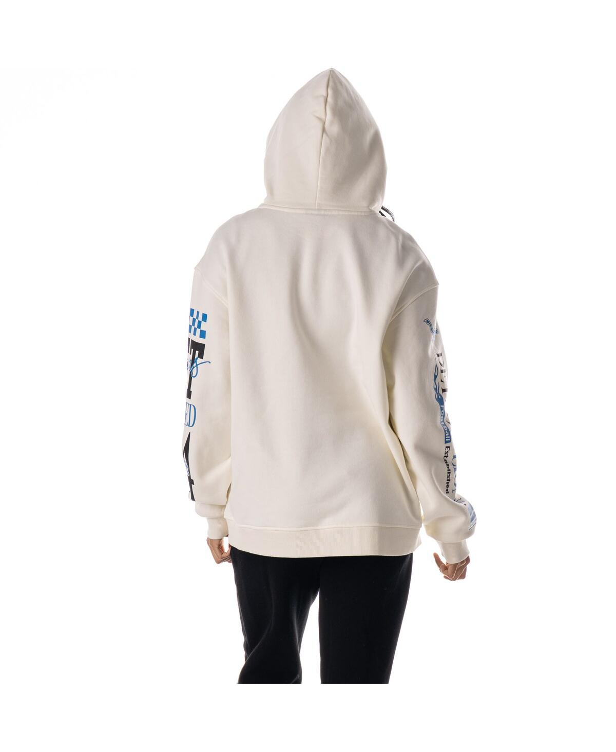 The Wild Collective Men's And Women's Cream Detroit Lions Stacked Graphic Sleeve Fleece Hoodie In White