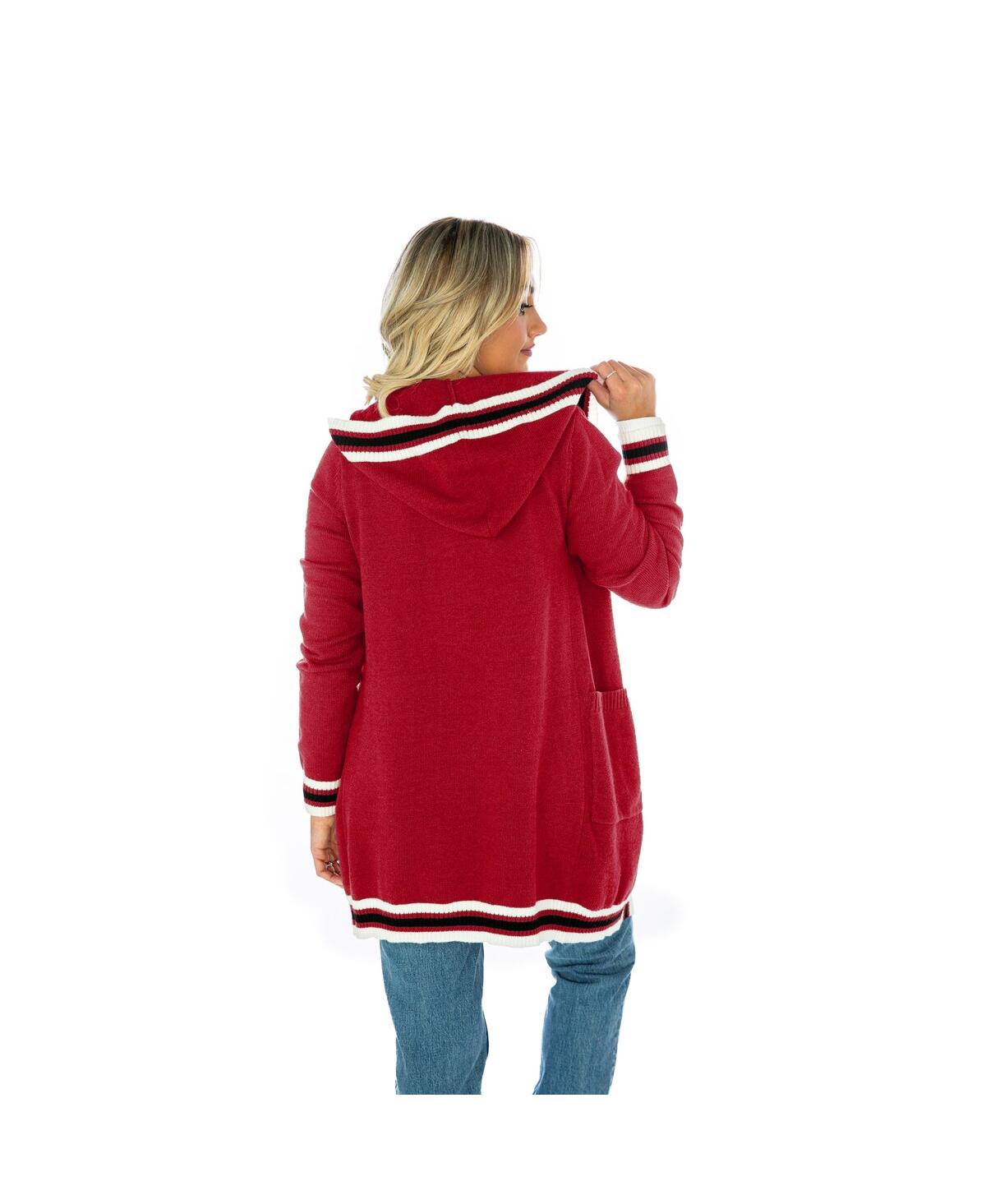 Gameday Couture Women's Crimson Arkansas Razorbacks Tri-blend Rounded Stripe Cardigan Sweater In Red