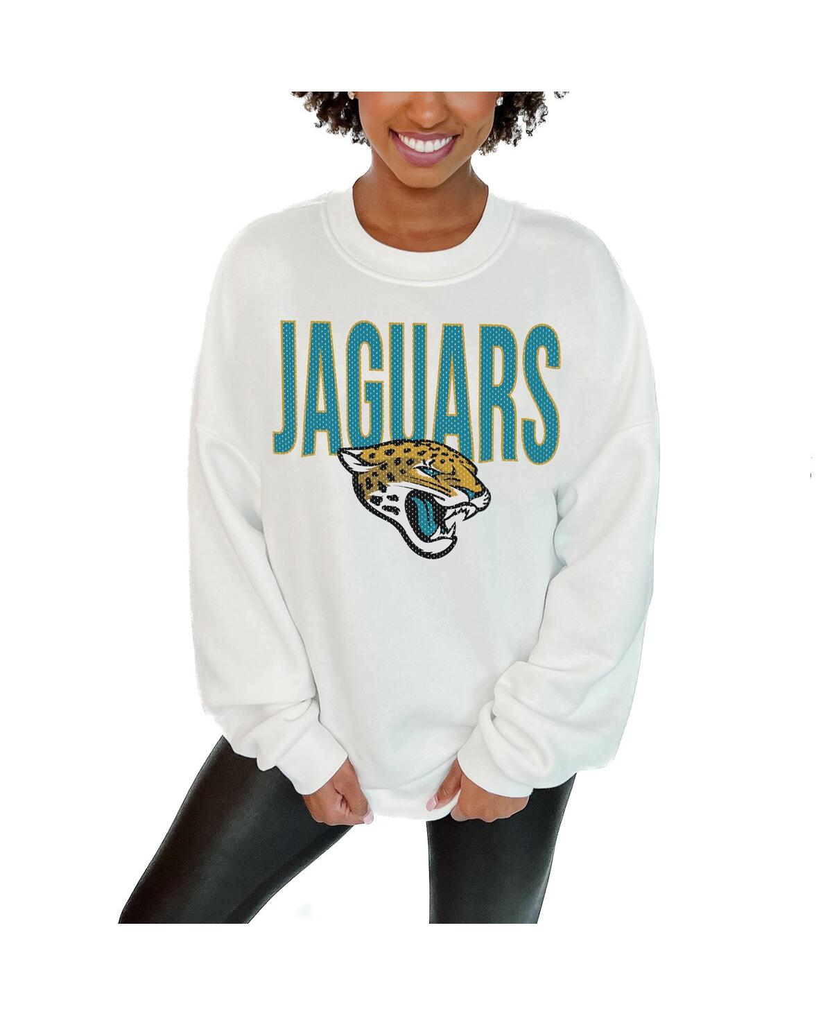 Gameday Couture Women's White Jacksonville Jaguars Just Go With It Oversized Long Sleeve Crewneck Sweatshirt In White