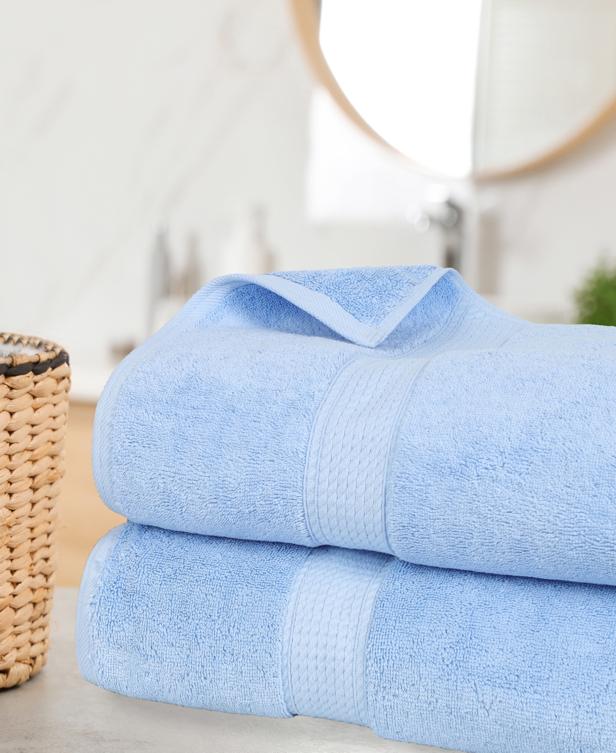 Superior 100% Egyptian Cotton 2-pc Bath Sheet Set In Blue