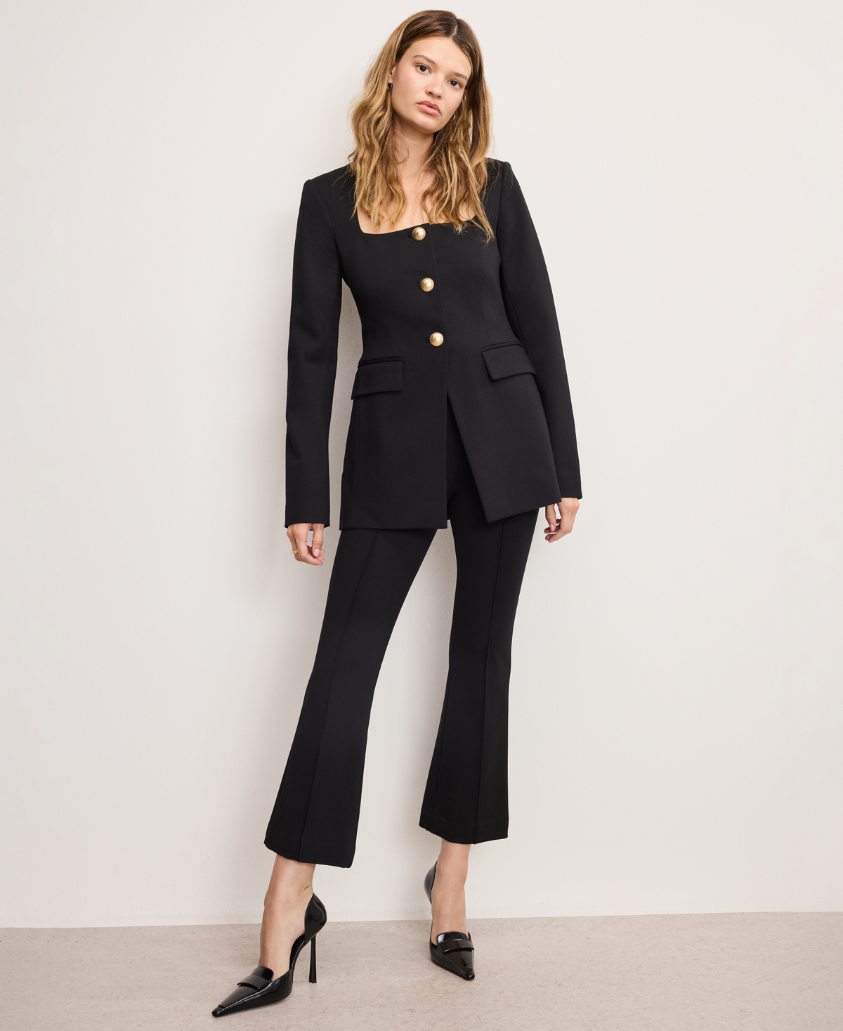 Good American Soft Stretch Ponte Sculpted Blazer In Black