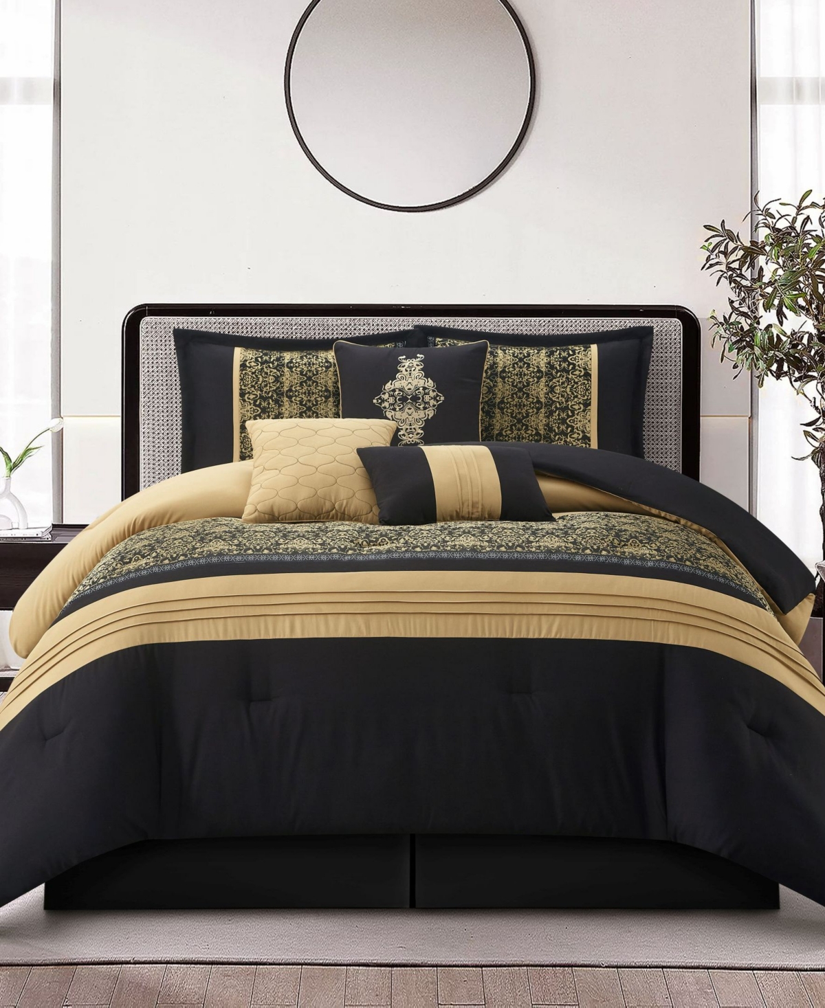 Stratford Park Charley 7-piece Comforter Set, King In Black