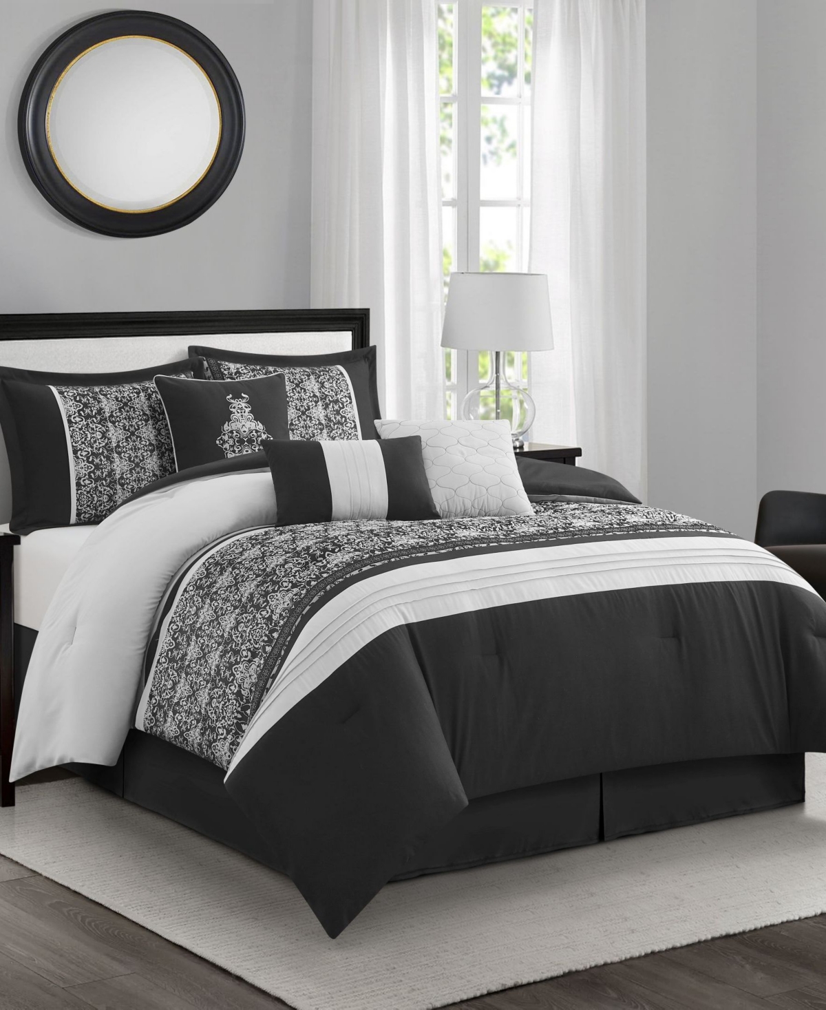 Stratford Park Charley 7-piece Comforter Set, Queen In Black