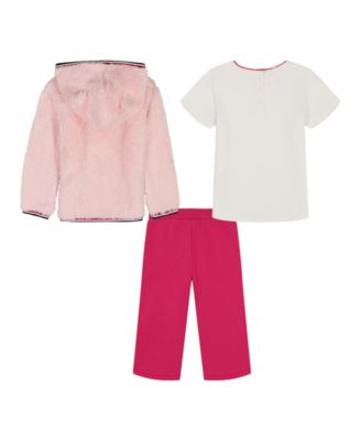 Baby Girls' Crewneck T-Shirt, Hoodie, and Pants, 3-Piece Set
