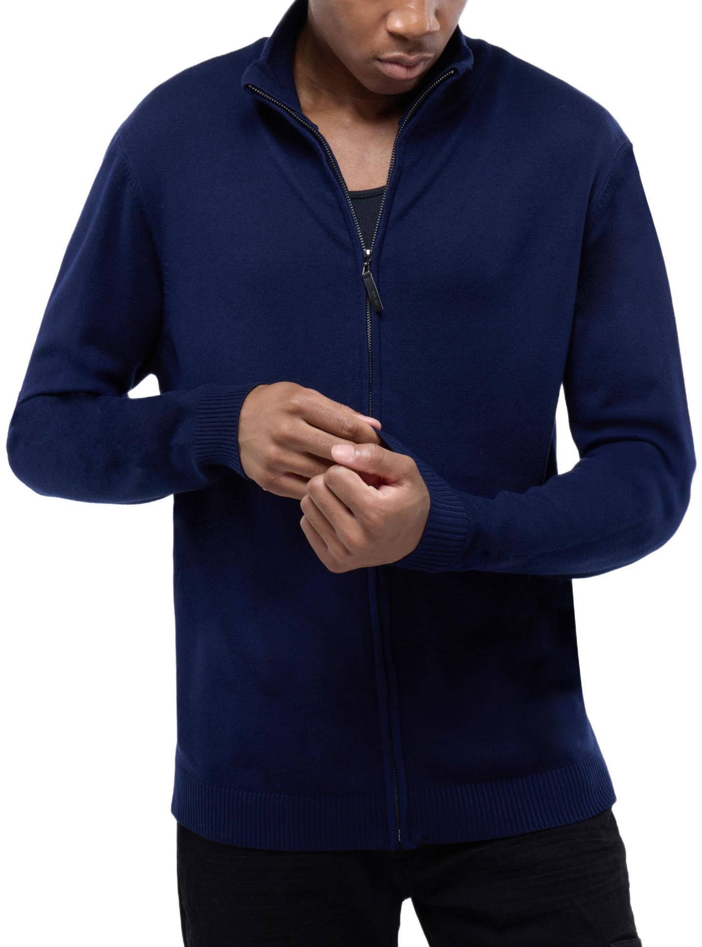 Мужской свитер XRAY X RAY Full Zip Mock Neck, цвет: Тёмно-синий — фото 3