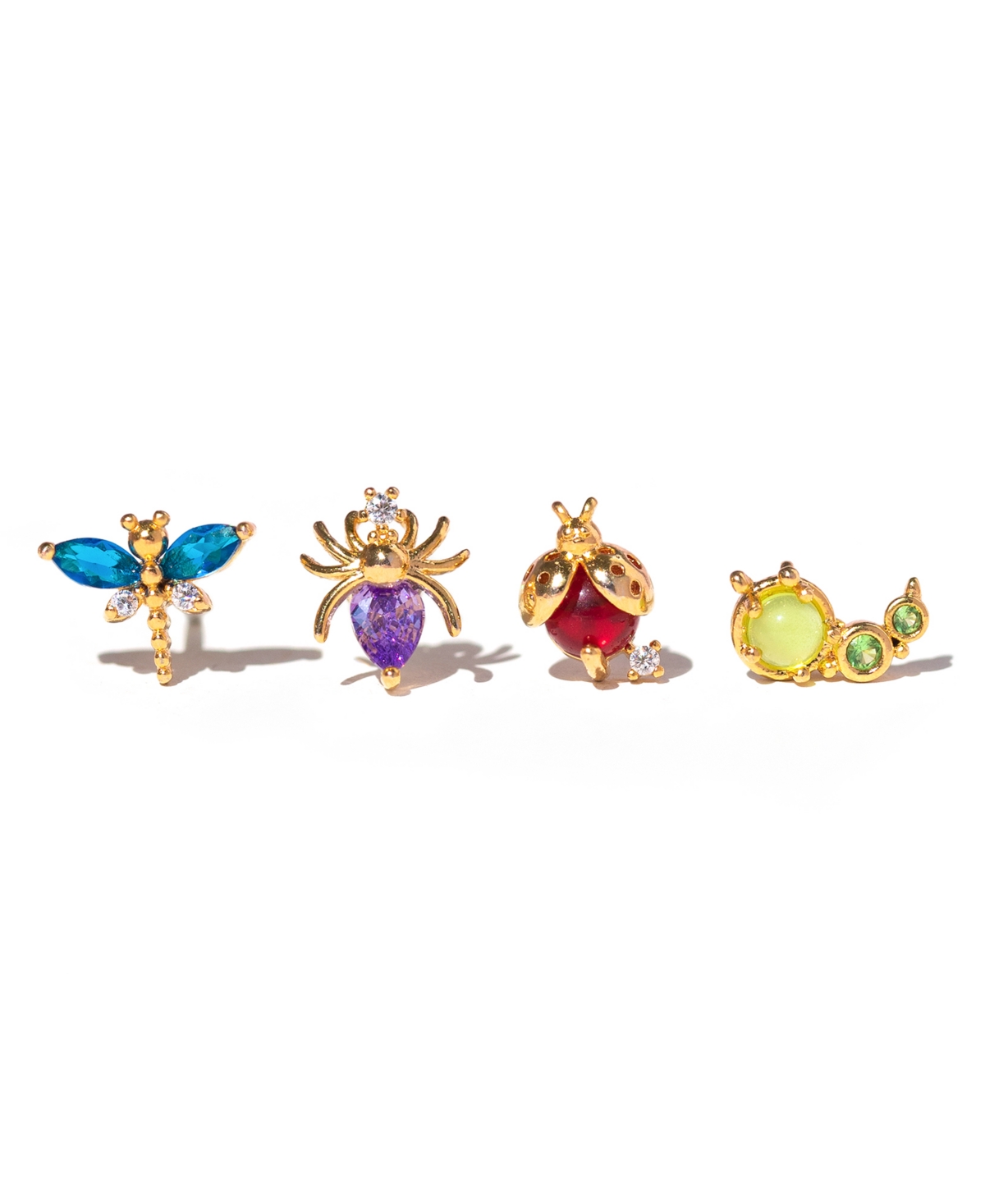 Girls Crew Crystal Multi-color Bug Me Stud Set In Gold